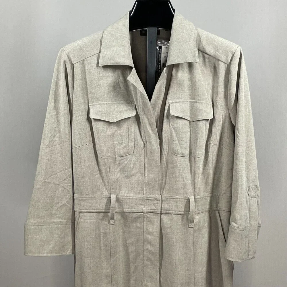 NEW New York & Company Dress Womens 6 brown shirt straight sheath classic - Picture 2 of 9